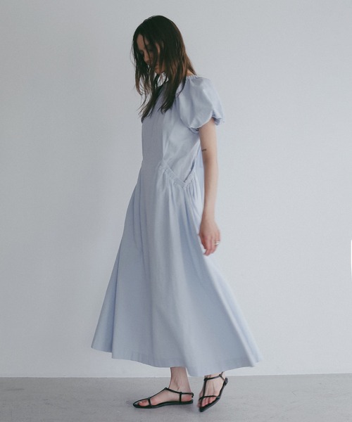 ワンピース 半袖 GATHER POCKET RIBBON ONE PIECE | MANOF | 08