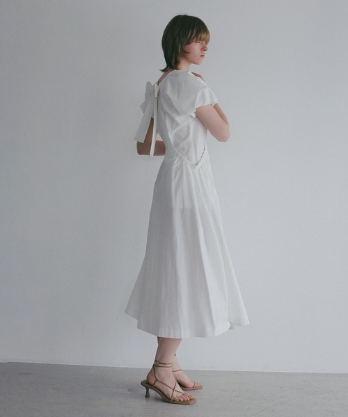 ワンピース 半袖 GATHER POCKET RIBBON ONE PIECE | MANOF | 18