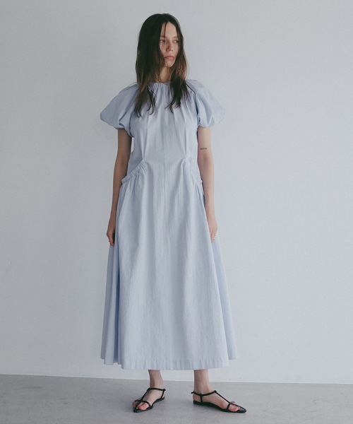 ワンピース 半袖 GATHER POCKET RIBBON ONE PIECE | MANOF | 05