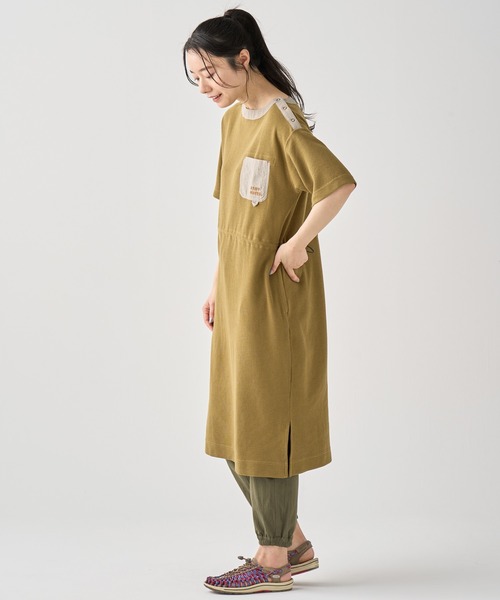 「KRIFF MAYER Lady's Collection」 半袖ワンピース MEDIUM カーキ レディース_画像4