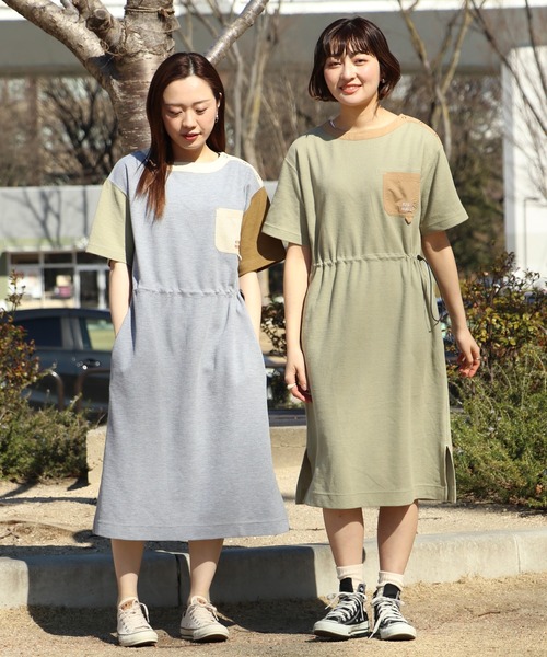 「KRIFF MAYER Lady's Collection」 半袖ワンピース MEDIUM カーキ レディース_画像7