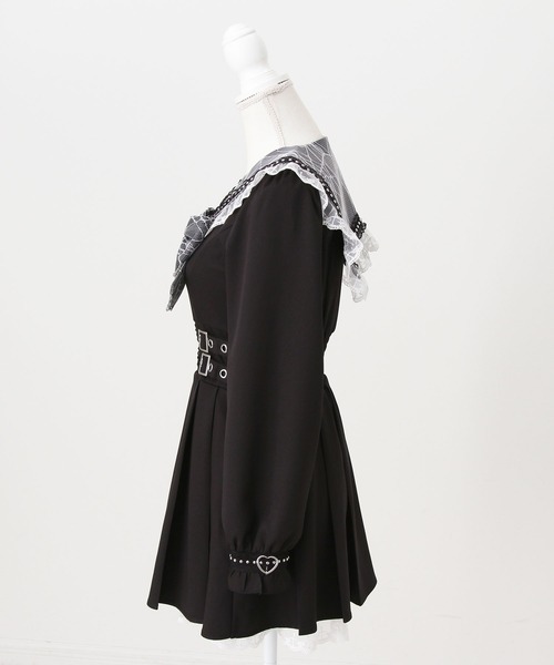 「DearMyLove」 長袖ワンピース S-M ボルドー レディース_画像2