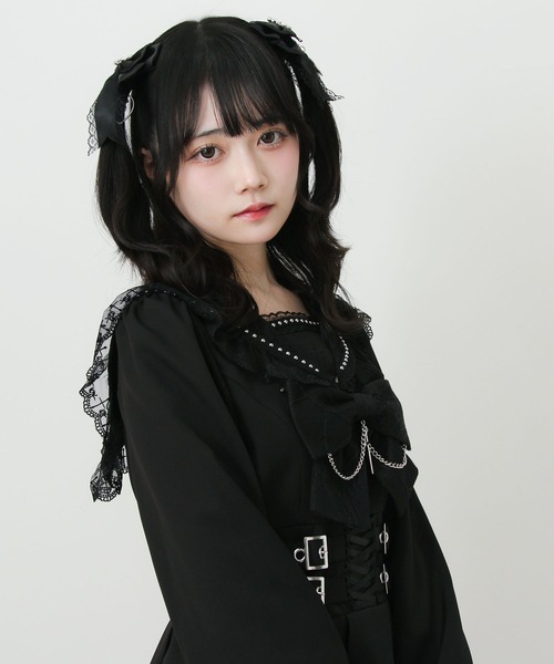 「DearMyLove」 長袖ワンピース S-M ボルドー レディース_画像8