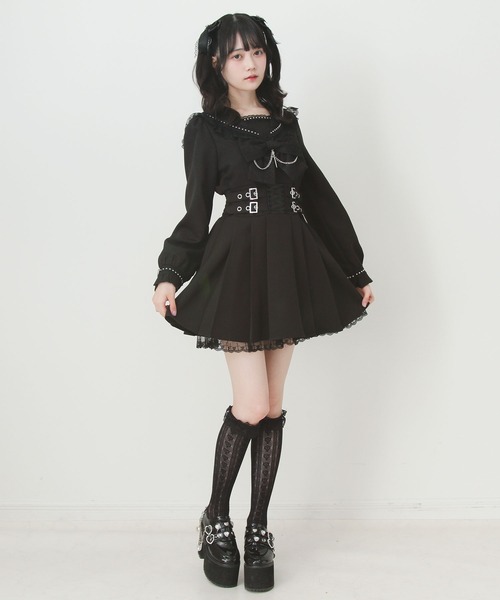 「DearMyLove」 長袖ワンピース S-M ボルドー レディース_画像9