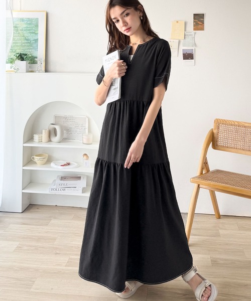 「classicalelf」 半袖ワンピース X-LARGE ブラック レディース_画像8