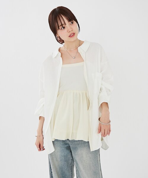 「mystic」 長袖シャツ FREE ブルー レディース_画像2