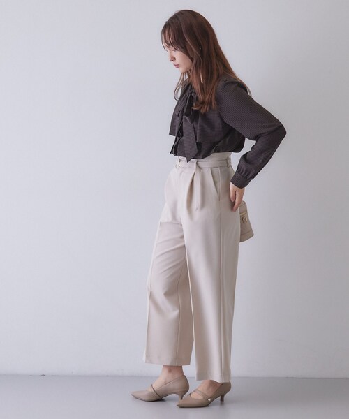 Ballsey ボウタイブラウス 36 アイボリー 日本製 イージーケア 上品 index（インデックス） ブラウス シャツ 「防シワ」ダブルフレア