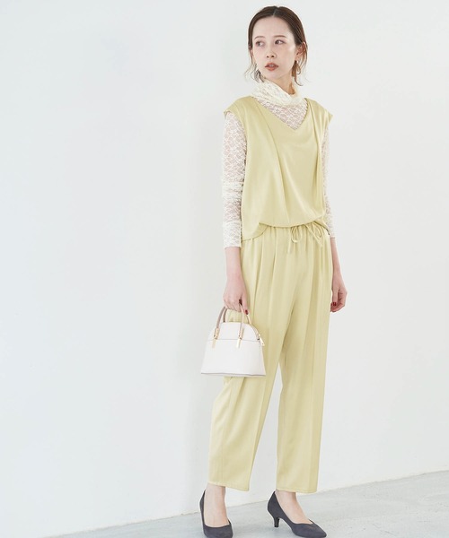 【500円引きクーポン】 ROPE' PICNIC オールインワン 「emur」ドロストオールインワン サロペット・オーバーオール・オールインワン