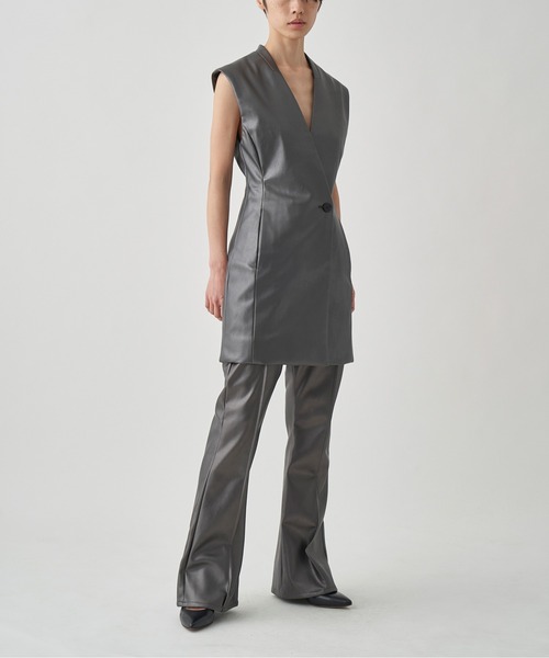 ベスト ジレ SYNTHETIC LEATHER VEST レディース