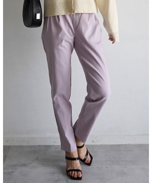 Rashik パンツ ストレッチツイルタックカラーパンツ レディース