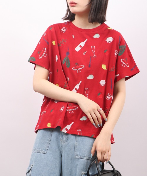Emago tシャツ EMAGO クッキング刺繍ドルマン半袖Tシャツ