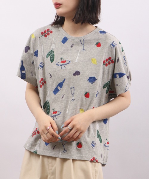 tシャツ EMAGO クッキング刺繍ドルマン半袖Tシャツ レディース Emago tシャツ EMAGO クッキング刺繍ドルマン半袖Tシャツ