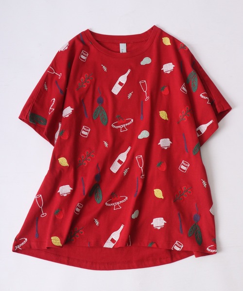 Emago tシャツ EMAGO クッキング刺繍ドルマン半袖Tシャツ