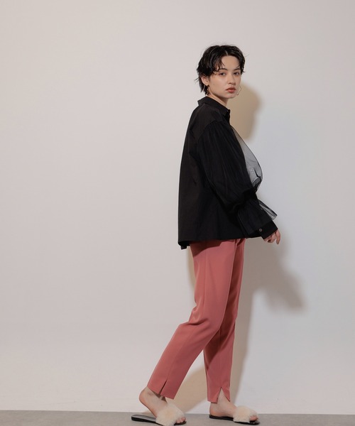 Limue ブラウス シャツ チュールスリーブシャツ レディース