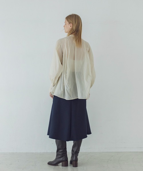 スカート Taylor flare skirt CREPE de CHINE/6oz DENIM LEFT FLARE SKIRT(XS Black): Y's