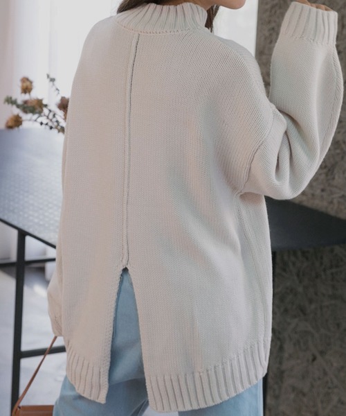 ad thie（アドティエ） ニット セーター 後スリット モックネック