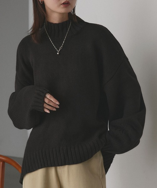 ad thie（アドティエ） ニット セーター 後スリット モックネック
