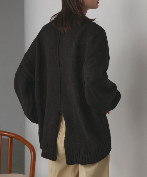 ad thie（アドティエ） ニット セーター 後スリット モックネック