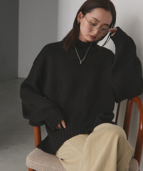 ad thie（アドティエ） ニット セーター 後スリット モックネック