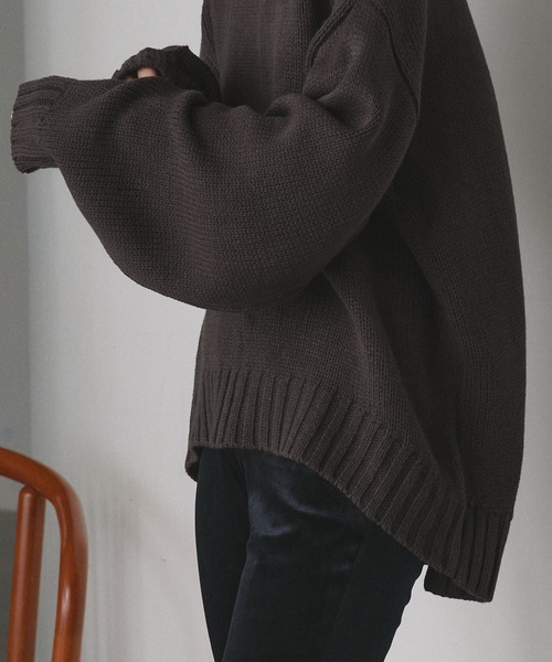 ad thie（アドティエ） ニット セーター 後スリット モックネック
