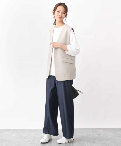 MK MICHEL KLEIN ベスト ジレ リネンライクナチュラルV