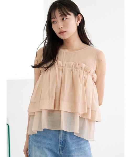 Stylevoice for xxx ブラウス シャツ ソフトオーガンジーフリル