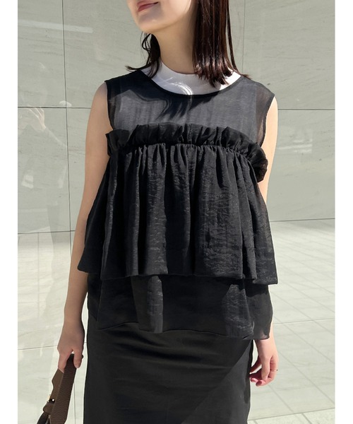 ご自宅用限定お買い得品 Stylevoice for xxx ブラウス シャツ ソフトオーガンジーフリル トップス