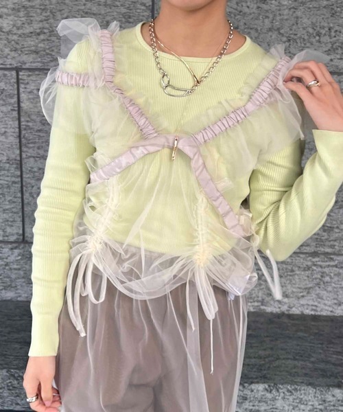 ベスト ジレ マルチWAYチュールフリルビスチェ レディース : ZOZOTOWN