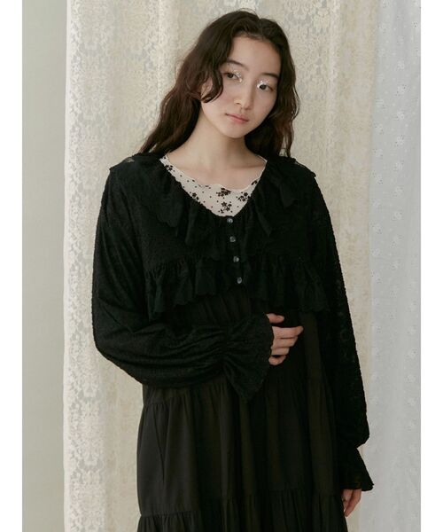 トップス merry jenny fluffy frill tops メリージェニー merry jenny fluffy frill tops （ブラック