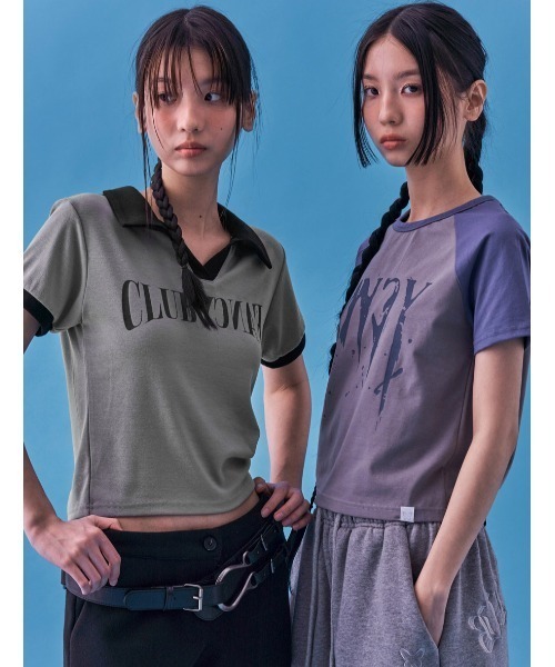 tシャツ A'GEM/9 × .kom 「 FANCY CLUB/ファンシークラブ」 BLOCK V-NECK COLLAR JERSEY/カラージャ FANCY CLUB tシャツ A'GEM/9 × .kom 「 CLUB/ファンシークラブ