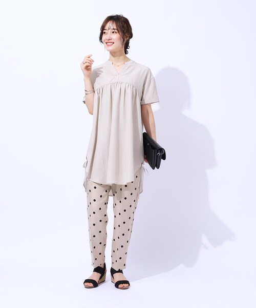 tobechicドット後ろ身頃がリボンで可愛いチュニック ★size42★ tobechicドット後ろ身頃がリボンで可愛いチュニック ☆size42