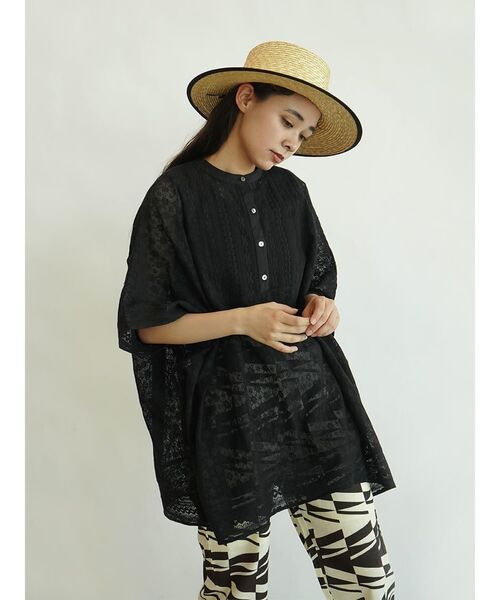 ブラウス シャツ 半袖 Lace poncho レディース