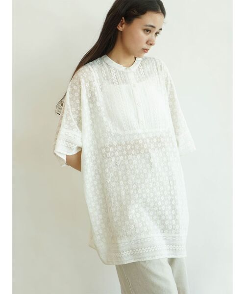 ブラウス シャツ 半袖 Lace poncho レディース
