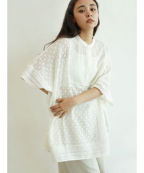 ブラウス シャツ 半袖 Lace poncho レディース