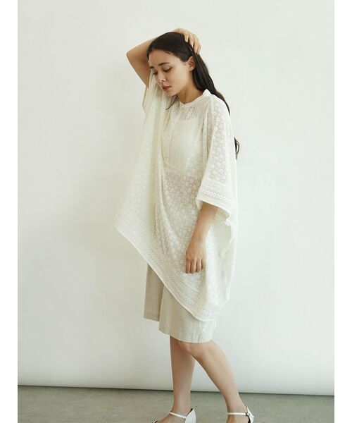 ブラウス シャツ 半袖 Lace poncho レディース
