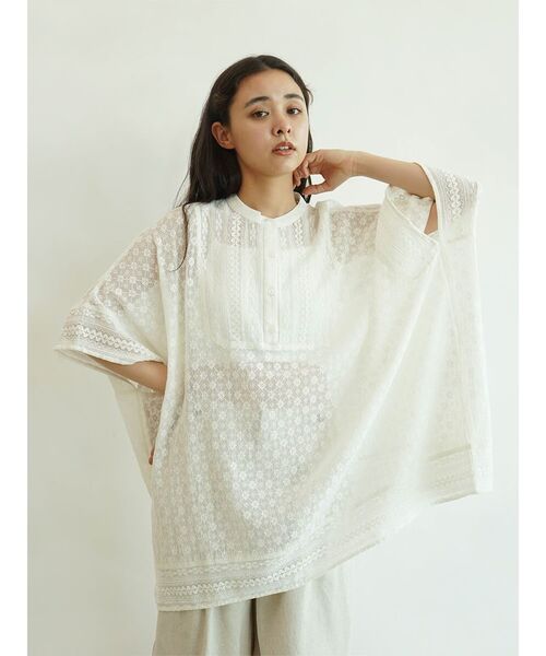 ブラウス シャツ 半袖 Lace poncho レディース