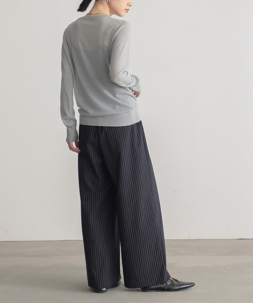 あさん専用　セリーヌ フロントチェックニット S グレー マルチ クルーネック あさん専用 セリーヌ フロントチェックニット S グレー マルチ