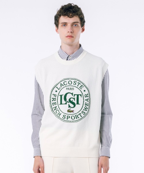 LACOSTE（ラコステ） ベスト ジレ ナイロン×コットンジャカードニット