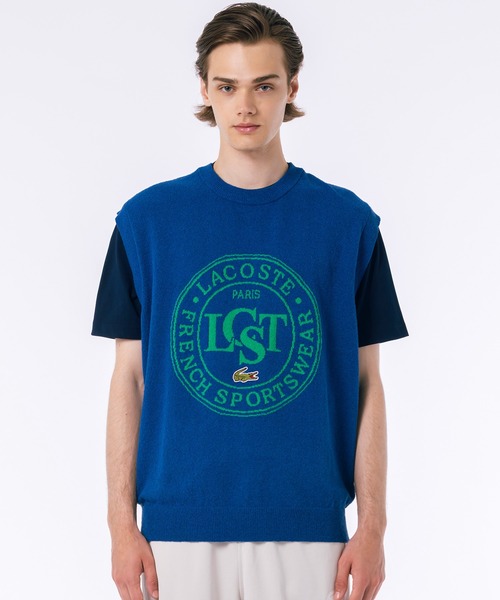 LACOSTE（ラコステ） ベスト ジレ ナイロン×コットンジャカードニット