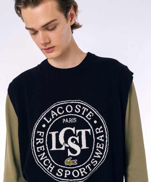 LACOSTE（ラコステ） ベスト ジレ ナイロン×コットンジャカードニット