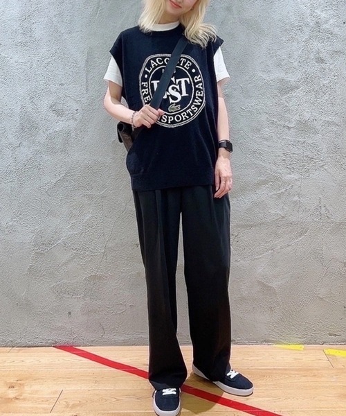 LACOSTE（ラコステ） ベスト ジレ ナイロン×コットンジャカードニット