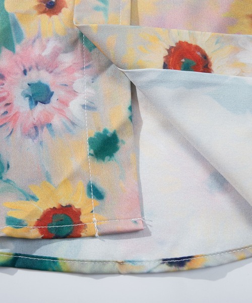 シャツ HOOK -original- 古着風総柄プリント長袖ポリシャツ メンズ