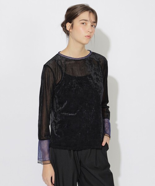 tシャツ ベロアライクシアートップス レディース