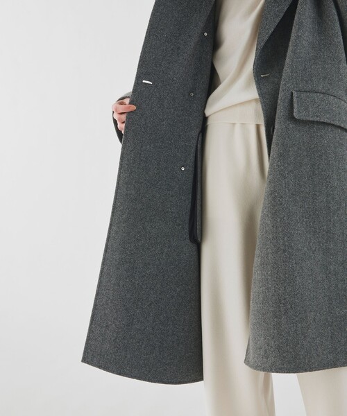 Massimo Dutti ウール×ナイロン ダブルブレスト コート ブルー Massimo Dutti ウール×ナイロン ダブルブレスト コート ブルー