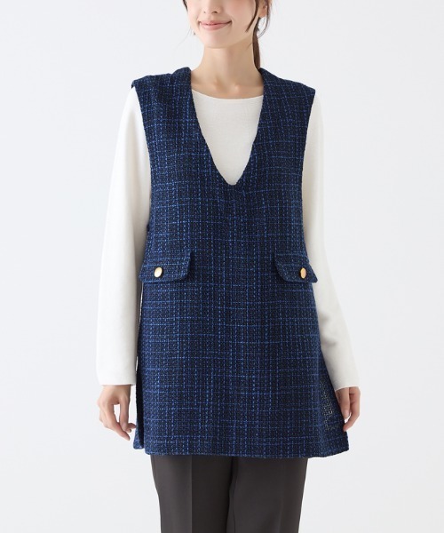 ベスト ジレ Tuche/トゥシェ ハレの日style ミックスツイード ベスト レディース