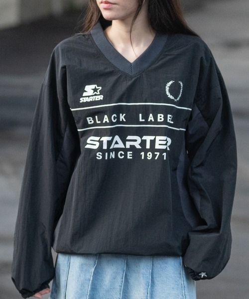 「t」「STARTER BLACK LABEL」ナイロンワッシャー切替 ゲームデザイン プルオーバー レディース