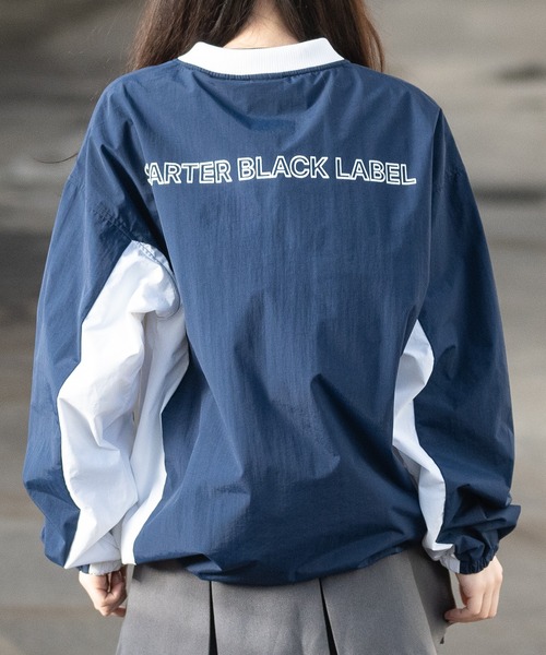 「t」「STARTER BLACK LABEL」ナイロンワッシャー切替 ゲームデザイン プルオーバー レディース STARTER BLACK LABEL 「t」「STARTER LABEL」ナイロンワッシャー