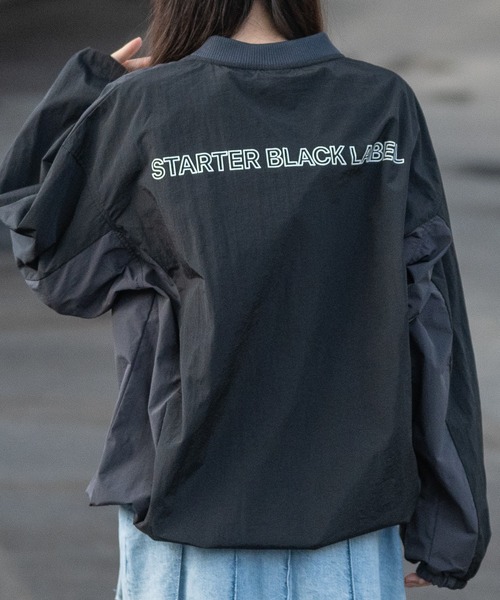 「t」「STARTER BLACK LABEL」ナイロンワッシャー切替 ゲームデザイン プルオーバー レディース STARTER BLACK LABEL 「t」「STARTER LABEL」ナイロンワッシャー