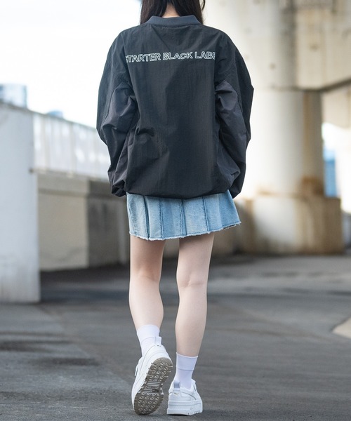 「t」「STARTER BLACK LABEL」ナイロンワッシャー切替 ゲームデザイン プルオーバー レディース STARTER BLACK LABEL 「t」「STARTER LABEL」ナイロンワッシャー