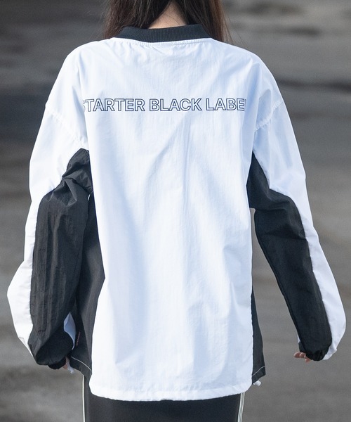 「t」「STARTER BLACK LABEL」ナイロンワッシャー切替 ゲームデザイン プルオーバー レディース STARTER BLACK LABEL 「t」「STARTER LABEL」ナイロンワッシャー